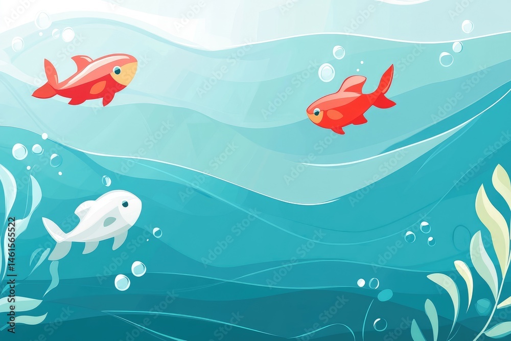 Naklejka premium Fish Swimming Underwater Illustration