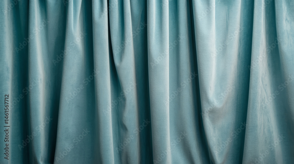 Obraz premium Minimalist velvet curtain draping in soft teal tones 
