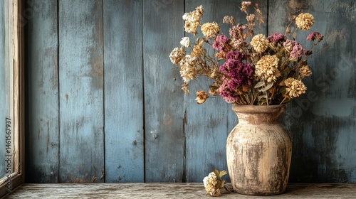 Wallpaper Mural A vintage-inspired scene with dried flowers in a rustic wooden vase Torontodigital.ca