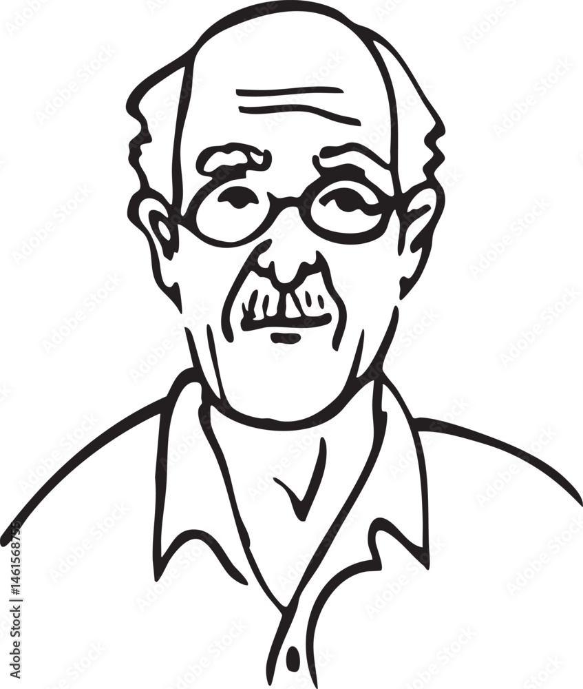 Obraz premium An elderly man peers thoughtfully through spectacles.