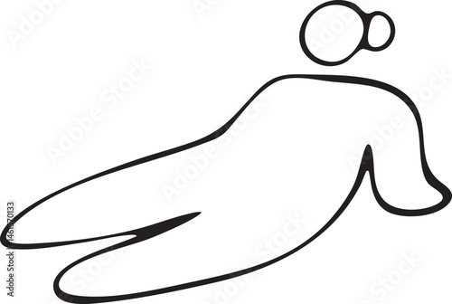 A simple drawing depicts a figure with outstretched arms suggesting openness and welcome.