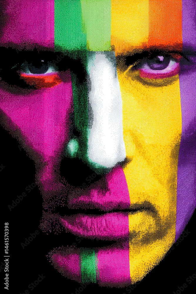 Colorful face art portrait reflects creativity modern art expression