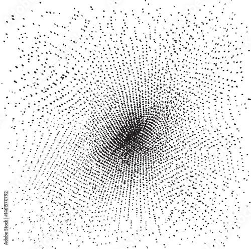 A central point radiates outward with numerous small dots.