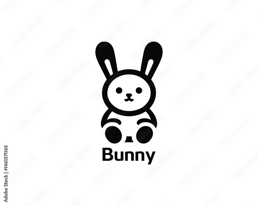 Obraz premium Playful bunny cartoon logo icon in flat style for kids