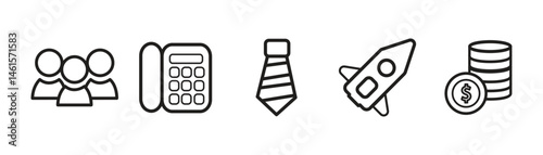 Business icon set. Vector illustration in modern thin line style of business and finance icon.