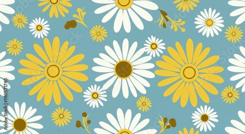 Floral design pattern on a light teal background.
