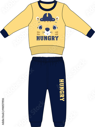 hungry tiger face long t shirt with long pant print  illustrations vector art