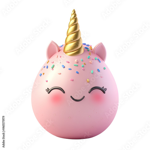 Isolated PNG of Kawaii Unicorn Head with Blush and Horn, Transparent Background Cute Magical Clipart for Kids and Nursery 