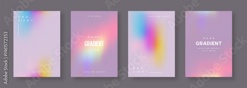 3d glassmorphism glass with iridescent colors on the pastel purple. Abstract gradient background. Corrugated trendy texture. Vector illustration.