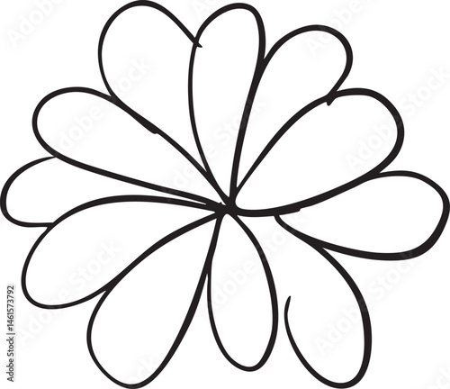 A delicate stylized flower with multiple petals.