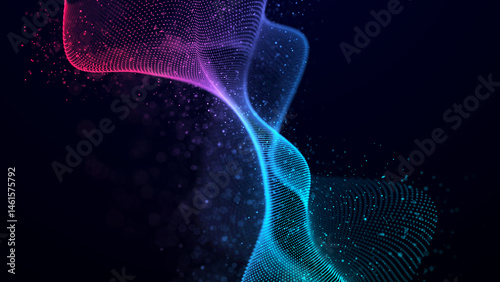 Futuristic sound flow wave. Equalizer for music. Data transfer. 3D rendering.