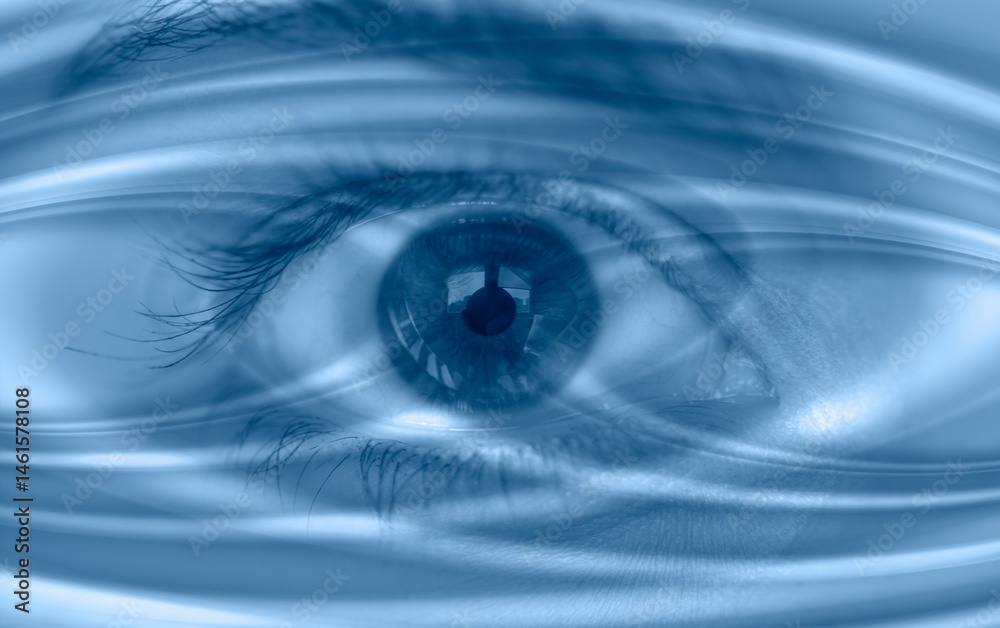 Obraz premium Hypnosis Spiral in eye with vertigo - Image of abstract spiral eye 