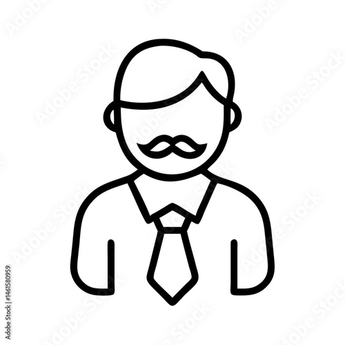 Dad icon in black outline. Father figure, parent, family concept