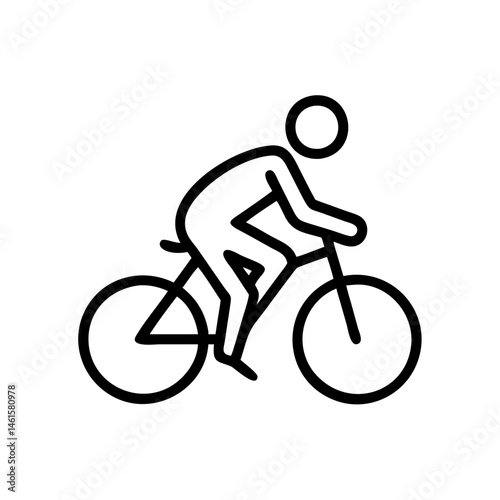Cycling icon in black outline. Exercise, transportation, healthy lifestyle