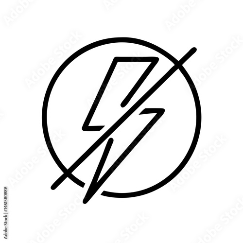 No Electricity Symbol Outline Design on transparent Background  