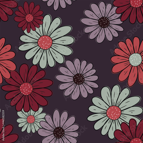 Seamless beautiful vector flowers pattern background