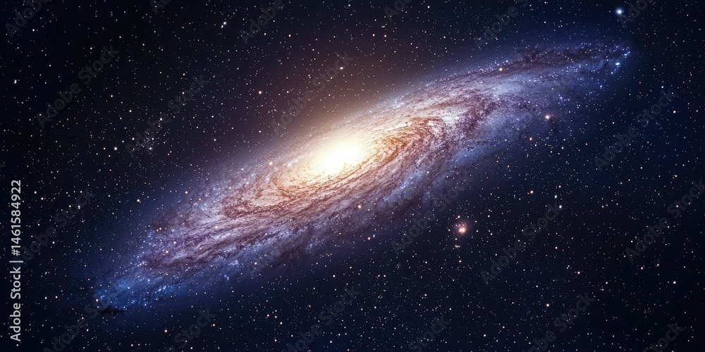 Fototapeta premium Elegant view of the cosmos lit by a glowing galactic fountain