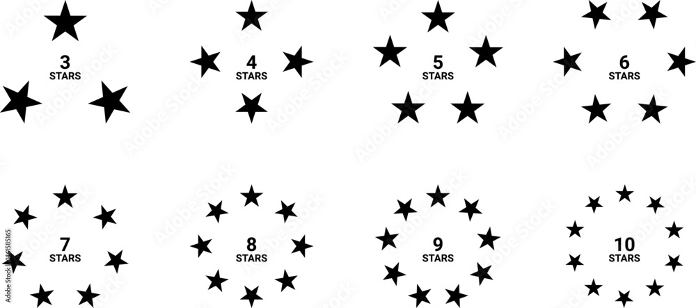 Naklejka premium Circle Stars Pattern with 3 4 5 6 7 8 9 10 Star Ring Formation Illustration