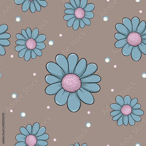 Seamless beautiful vector flowers pattern background