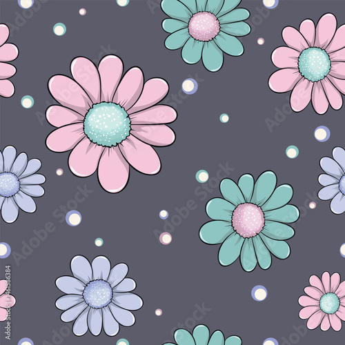 Seamless beautiful vector flowers pattern background