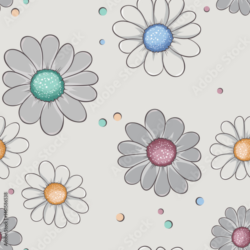 Seamless beautiful vector flowers pattern background