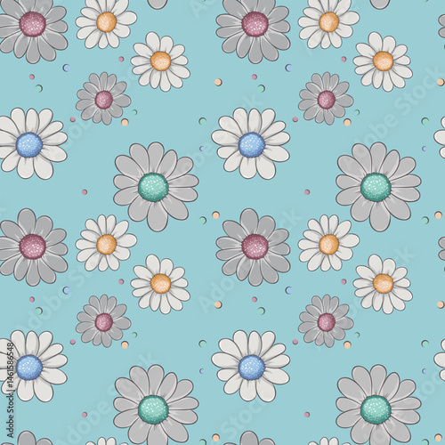 Seamless beautiful vector flowers pattern background