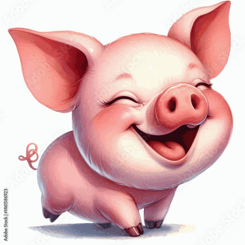  Oinkwash Joy pig laughing happily isolated watercolor vector illustration svg