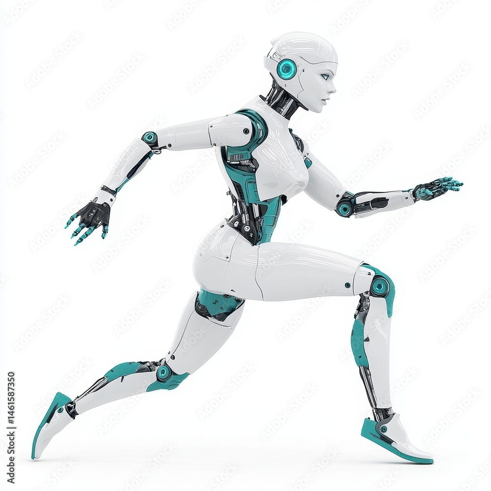 a futuristic robot runner crossing the finish line, sci-fi theme, detailed mechanics, isolated on white background a futuristic robot runner crossing the finish line, sci-fi theme, detailed mechanics, isolated on white background
