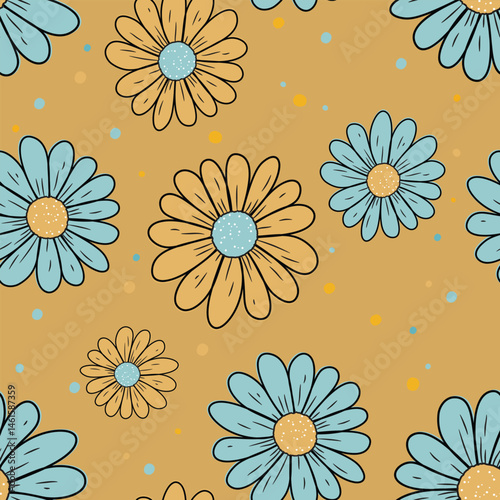 Seamless beautiful vector flowers pattern background