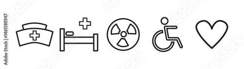 Black line icons. Medical icons set. Healthcare and medicine. Medical Insurance. Vector illustration eps 10