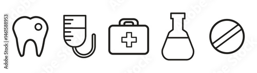 Black line icons. Medical icons set. Healthcare and medicine. Medical Insurance. Vector illustration eps 10