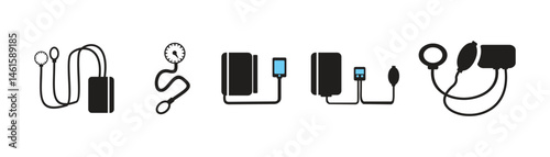 Black line icons. Medical icons set. Healthcare and medicine. Medical Insurance. Vector illustration eps 10