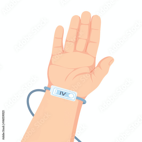 IV infusion in cancer patient hand, symbol of hope and healing