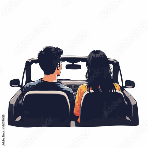 Couple in tense conversation inside convertible car, emotional distance