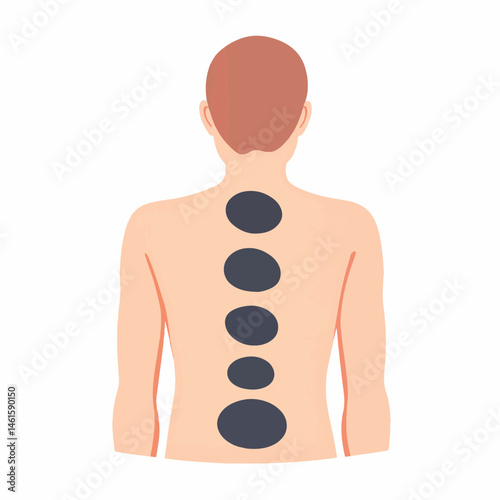 Client receiving hot stone therapy on back, wellness concept