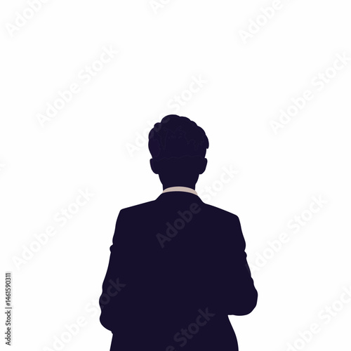 Silhouette contemplating security screen in minimalistic space, cyber security concept