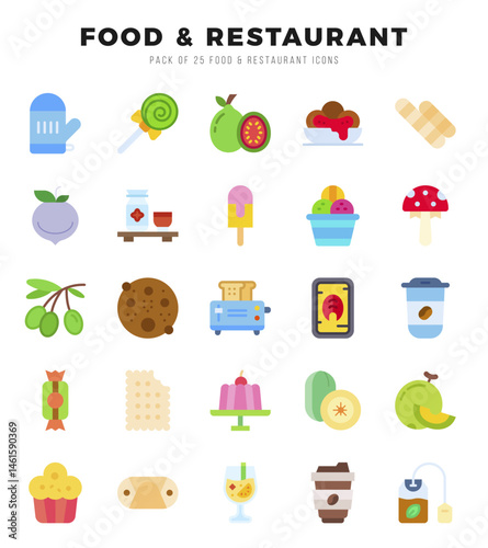 Set of Food and Restaurant icons. Vector Illustration.