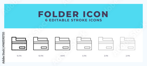 Folder icon vector illustration. With editable stroke for web. App and more.