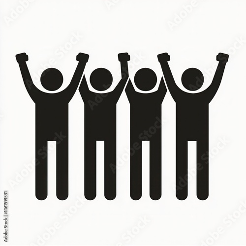a cheering crowd of stick figures, minimalist style, lively energy, isolated on white background