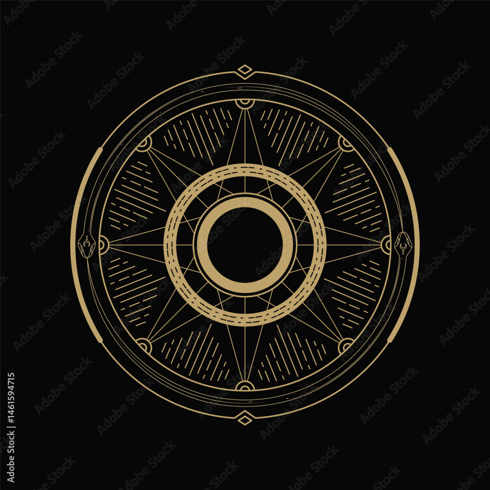 Obraz premium mysterious golden snake sun circle logo abstract