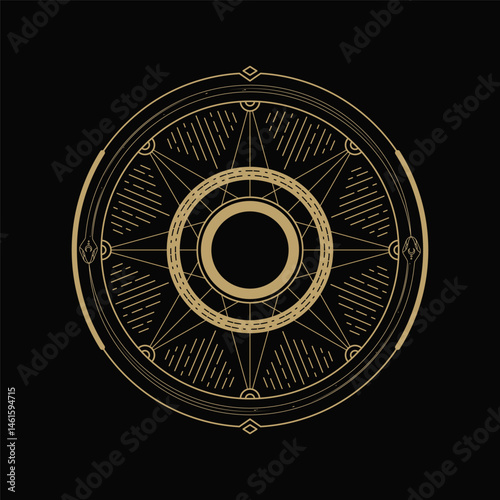 mysterious golden snake sun circle logo abstract