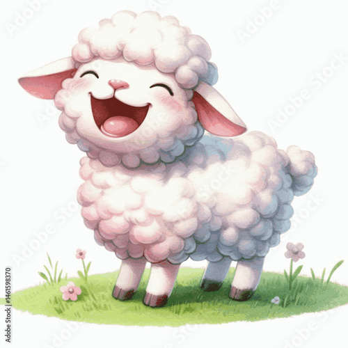  Hue-Ha-Herd sheep laughing happily isolated watercolor vector illustration svg