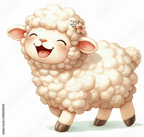Fleece & Fizz sheep laughing happily isolated watercolor vector illustration svg