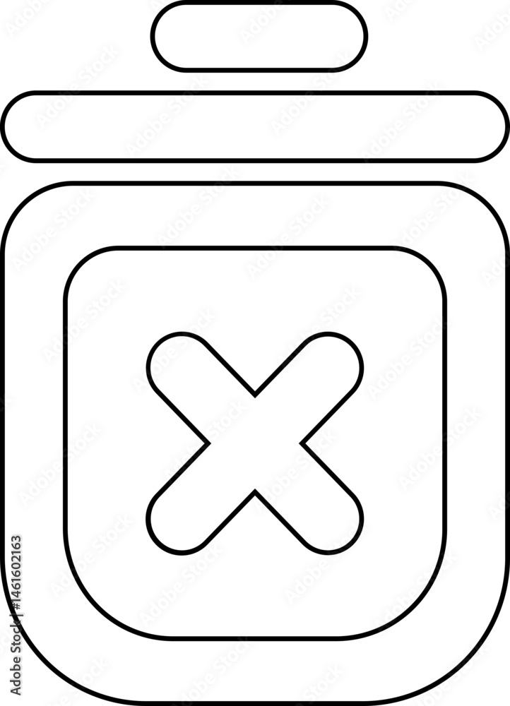 Obraz premium Trash Cross Bin Rounded Shape Icon