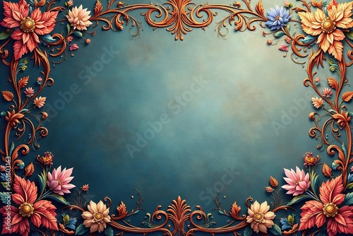 Intricate floral damask, elegant swirls & leaves, pattern, classic, wallpaper