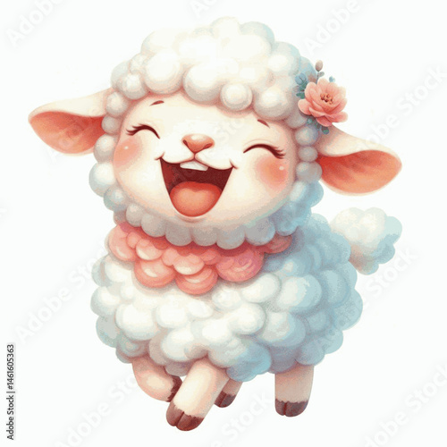 Pasture Chuckle sheep laughing happily isolated watercolor vector illustration svg