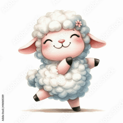 Liquid Baa-loom sheep laughing happily isolated watercolor vector illustration svg