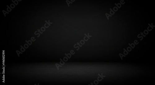 Deep black room gradient floor and dark textured wall