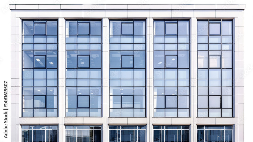 Fototapeta premium Close-up View of a Modern Office Building Facade Showcasing Unique Architectural Elements