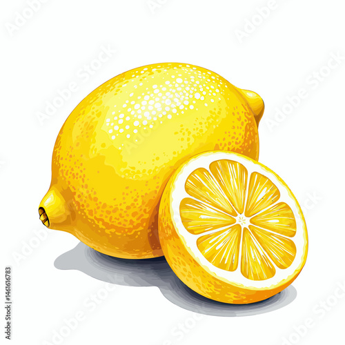 Watercolor Vector illustration of whole lemon with textured peel best for print, sticker, wall art or clipart.